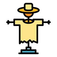 Farm scarecrow icon color outline vector