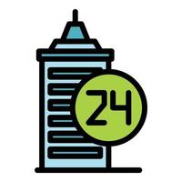 24 hour agent building icon color outline vector