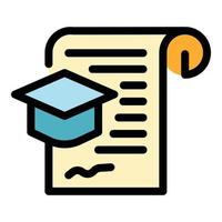 Degree document icon color outline vector