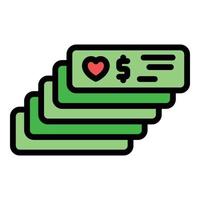 Money donation icon color outline vector