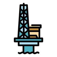 Production sea drilling rig icon color outline vector