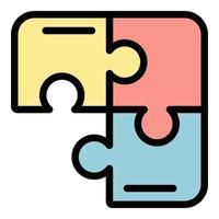 Business collaboration puzzle icon color outline vector