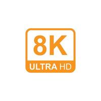 eps10 orange vector 8K Ultra or UHD 2160p icon isolated on white background. High definition 8K resolution symbol in a simple flat trendy modern style for your website design, logo, and mobile app