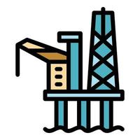 Electric sea drilling rig icon color outline vector