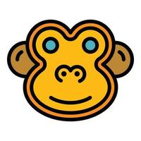 Smile gibbon icon color outline vector