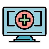 Doctor online service icon color outline vector