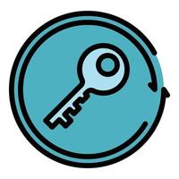 Circle key icon color outline vector