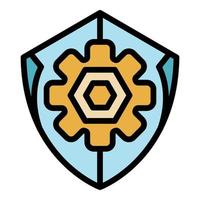 Control gear shield icon color outline vector