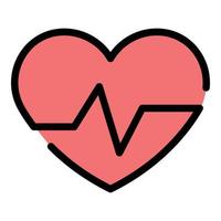 Heart pulse icon color outline vector