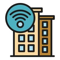 Wifi house wave icon color outline vector