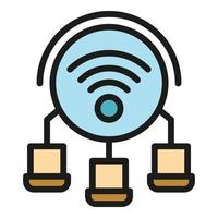 Wifi hotspot icon color outline vector