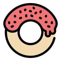 vector de contorno de color de icono de donut