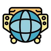 Underwater bathyscaphe icon color outline vector
