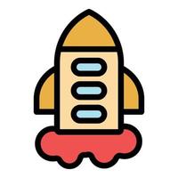 Rocket start icon color outline vector