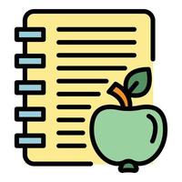 Recipe apple pie icon color outline vector