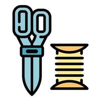 Sewing tools icon color outline vector