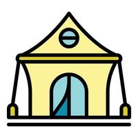 Camp tent icon color outline vector