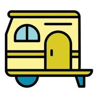 Small camp trailer icon color outline vector