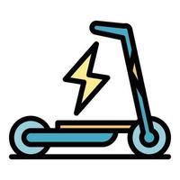 Charge electric scooter icon color outline vector