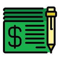 Money papers icon color outline vector