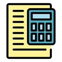 Manual calculator icon color outline vector