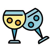 Cheers glasses icon color outline vector