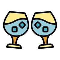 Cheers wine icon color outline vector