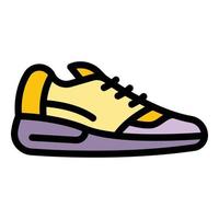 vector de contorno de color de icono de zapatillas de deporte para caminar