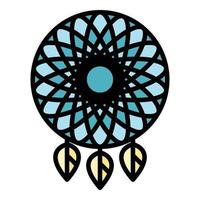 Indian dream catcher icon color outline vector