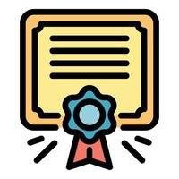 certificado diploma icono color contorno vector