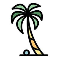 Palm tree icon color outline vector