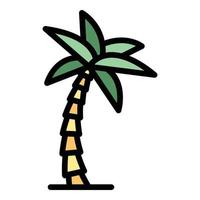 Beach palm tree icon color outline vector