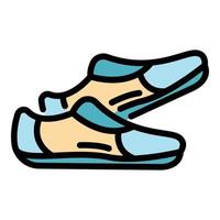 Leather shoes nordic walking icon color outline vector