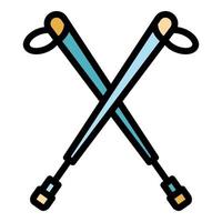 Extreme sticks nordic walking icon color outline vector