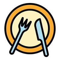 Lunch plate icon color outline vector