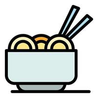 Noodles icon color outline vector