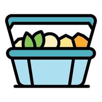 Lunch box icon color outline vector