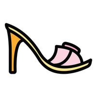 Thin sexy sandals icon color outline vector