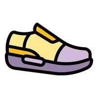 Leather sneakers icon color outline vector