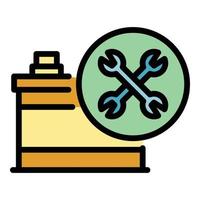 Repair car battery icon color outline vector