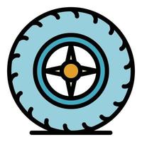 vector de contorno de color de icono automático de rueda