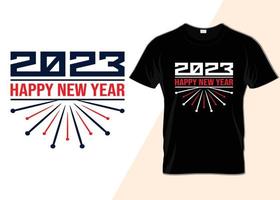 feliz año nuevo 2023 tipografía diseño de camiseta vector