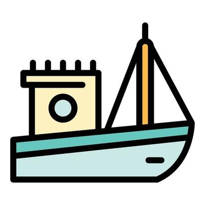 Nautical fishing boat icon color outline vector
