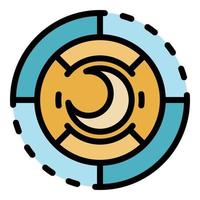 Moon in circle in circle icon color outline vector