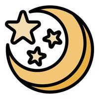 Space moon stars icon color outline vector