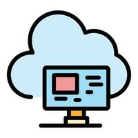 Computer data cloud icon color outline vector