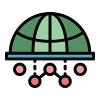 Mobile global network icon color outline vector