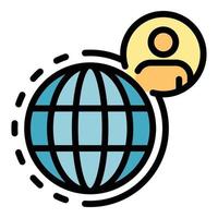 People global network icon color outline vector