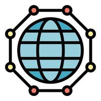 Social global network icon color outline vector