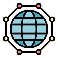 Social global network icon color outline vector